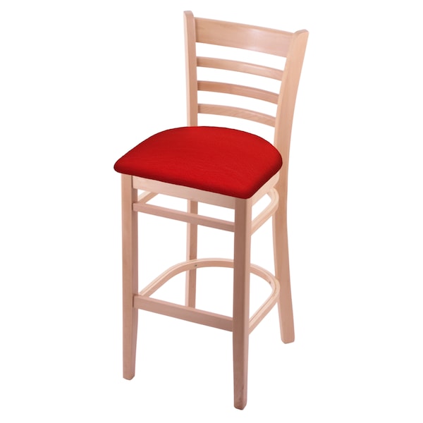 25" Counter Stool, Natural Finish, Canter Red Seat